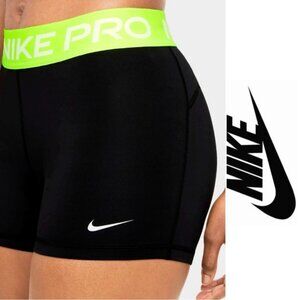 Nike | Neon Yellow & Black Pro Compression Bike Shorts | Size Extra Small